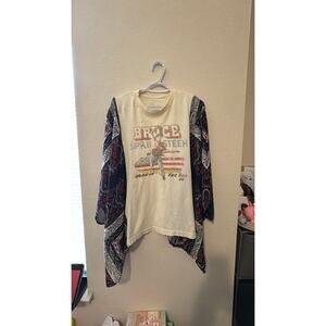 Upcycled Rework Bruce Springsteen Band T Shirt Boho Chic